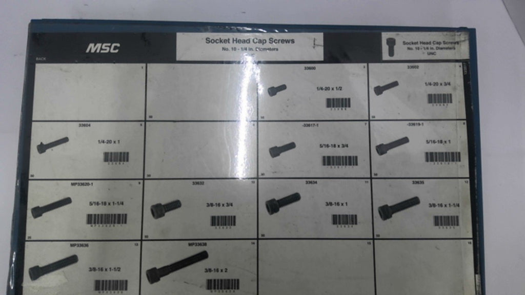 Msc Socket Head Cap Screws NO. 10 - 1/4 " Diameters Asorted Sizes