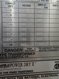 Square D 11-01-10-129419A Power Dry II 500 KVA 480 Pri 208/120 Sec Volts