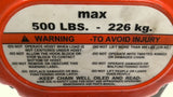 CM Shopair 500lb Pneumatic Variable Speed Hoist 90 psi 10 ft Chain Length