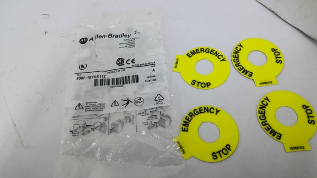 Allen Bradley 800F-15YSE112 60MM Legend Plates Lot Of 4