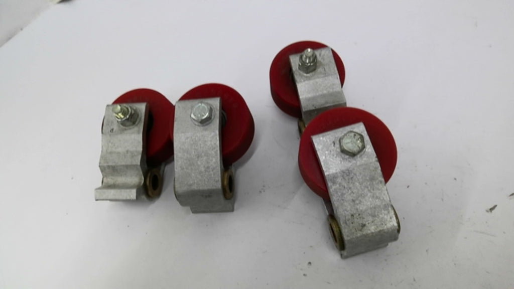 00010610 Red Roller Wheel With Mounting Brackets 1/2" Bore Lot Of 4