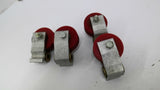 00010610 Red Roller Wheel With Mounting Brackets 1/2" Bore Lot Of 4