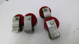 00010610 Red Roller Wheel With Mounting Brackets 1/2" Bore Lot Of 4