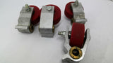 00010610 Red Roller Wheel With Mounting Brackets 1/2" Bore Lot Of 4
