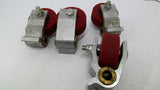 00010610 Red Roller Wheel With Mounting Brackets 1/2" Bore Lot Of 4