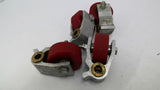 00010610 Red Roller Wheel With Mounting Brackets 1/2" Bore Lot Of 4