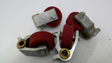 00010610 Red Roller Wheel With Mounting Brackets 1/2" Bore Lot Of 4