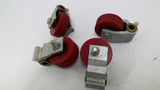 00010610 Red Roller Wheel With Mounting Brackets 1/2" Bore Lot Of 4
