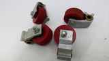 00010610 Red Roller Wheel With Mounting Brackets 1/2" Bore Lot Of 4