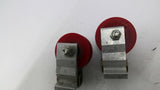 0010610 Red Roller Wheels With Mounting Brackets 1/2" Bore Lot Of 2