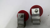 0010610 Red Roller Wheels With Mounting Brackets 1/2" Bore Lot Of 2