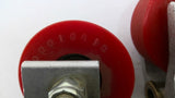 0010610 Red Roller Wheels With Mounting Brackets 1/2" Bore Lot Of 2