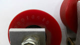 0010610 Red Roller Wheels With Mounting Brackets 1/2" Bore Lot Of 2