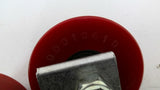 0010610 Red Roller Wheels With Mounting Brackets 1/2" Bore Lot Of 2