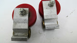 0010610 Red Roller Wheels With Mounting Brackets 1/2" Bore Lot Of 2