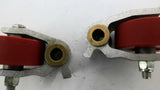 0010610 Red Roller Wheels With Mounting Brackets 1/2" Bore Lot Of 2
