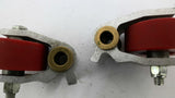 0010610 Red Roller Wheels With Mounting Brackets 1/2" Bore Lot Of 2