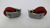 0010610 Red Roller Wheels With Mounting Brackets 1/2" Bore Lot Of 2