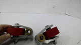 0010610 Red Roller Wheels With Mounting Brackets 1/2" Bore Lot Of 2