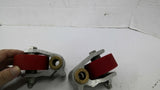 0010610 Red Roller Wheels With Mounting Brackets 1/2" Bore Lot Of 2