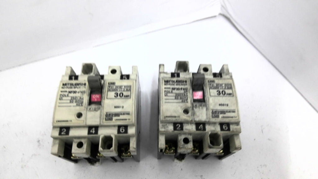Mitsubishi NF30-FAU 30AMP Circuit Breaker 250VAC 2.5kA 50/60HZ Lot Of 2