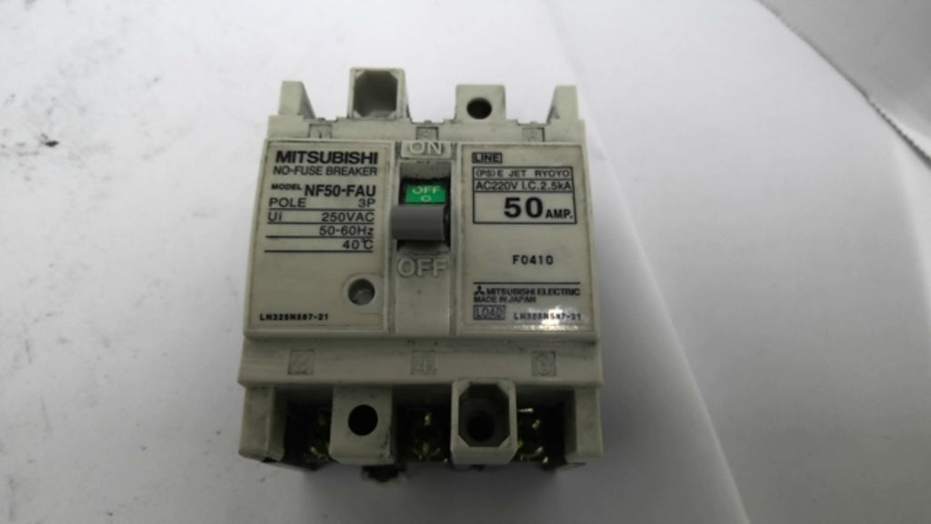 Mitsubishi NF50-FAU 50AMP 2-Pole Circuit Breaker 2.5kA 250VAC 50/60HZ