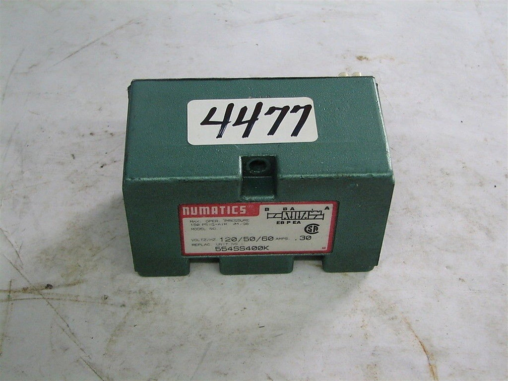 Numatics Valve  -  554Ss400L  - 120/50/60 - Max 150 Psig  - .30 Amps - New