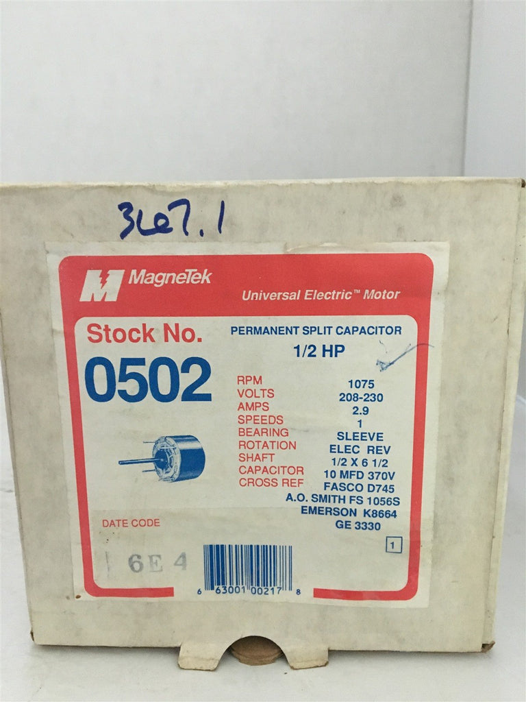 MAGNETEK 0502 UNIVERSAL ELECTRIC MOTOR RPM 1075 208-230V