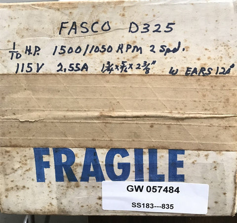 FASCO D325 SHADED POLE 1/10HP 1500/1050RPM 2SPD 115V