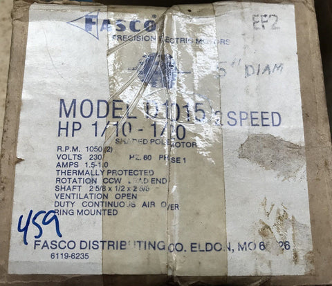 FASCO D1015 HVAC SHADED POLE MOTOR 7151-3170 U51 1/10-1/20HP