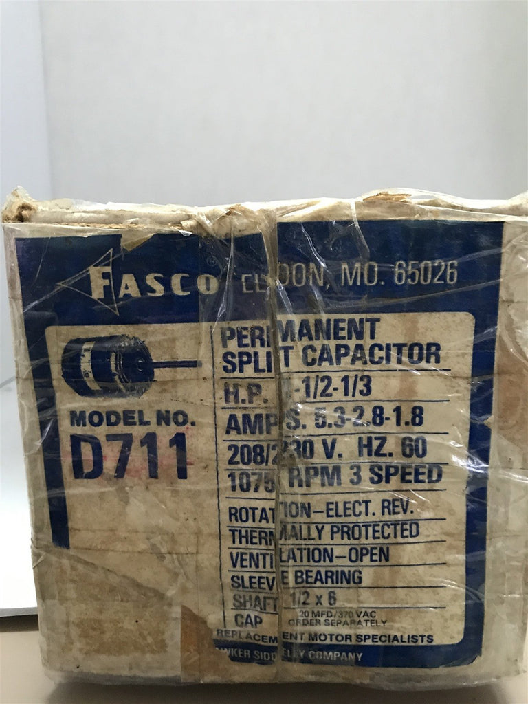 FASCO D711 ELECTRIC MOTOR 1, 1/2, 1/3 HP, 1075 RPM