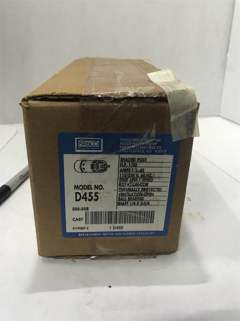FASCO D455 1/30 HP 115/230 V 1.3-65 AMPS 60HZ 3000 RPM 1 SPEED