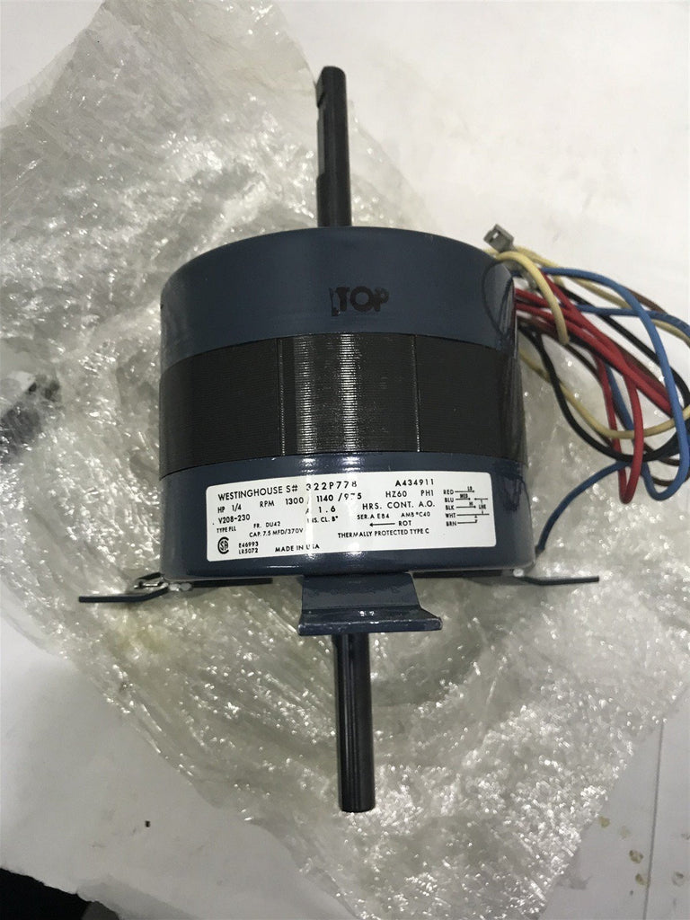 WESTINGHOUSE 322P778 MOTOR 1/7 HP 1300/1140/975RPM 60HZ 1PH