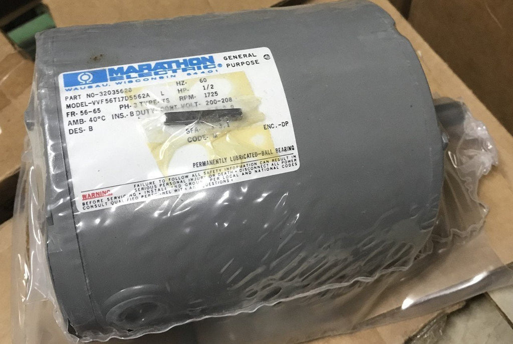 MARATHON GEN PUR MTR VVF56T17D5562A 60HZ 1/2HP 1725RPM