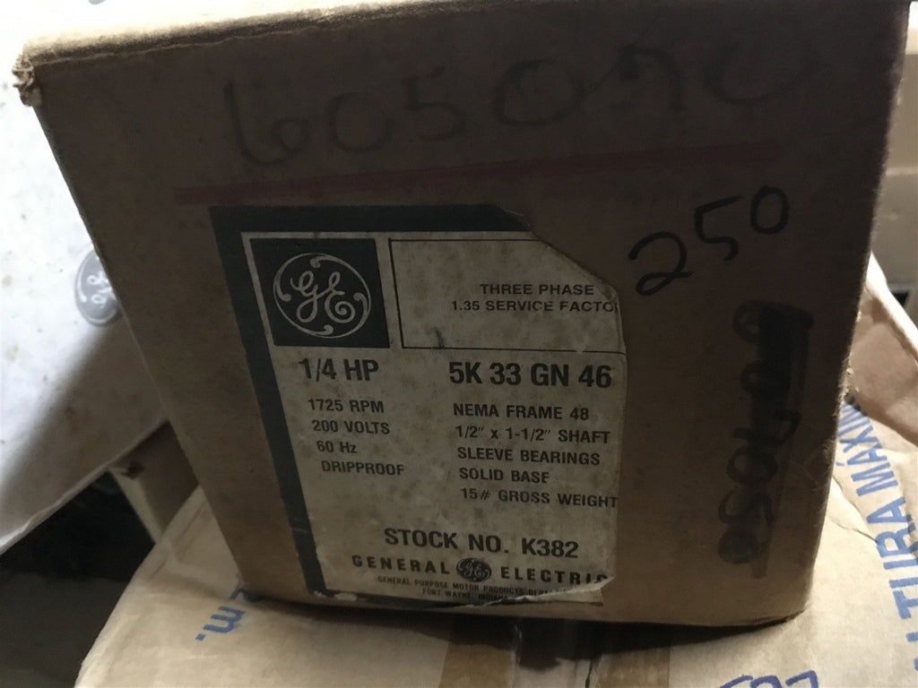 GENERAL ELECTRIC 5K33GN46 MOTOR 1/4HP 1725RPM 200V 50HZ 48 NEMA FRAME