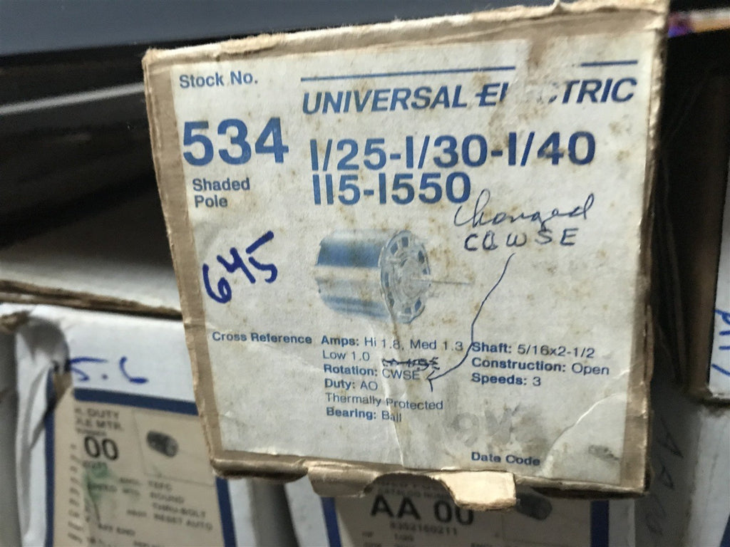 UNIVERSAL ELECTRIC SHAD PL MTR 1/25-1/30-1/40 115-1550