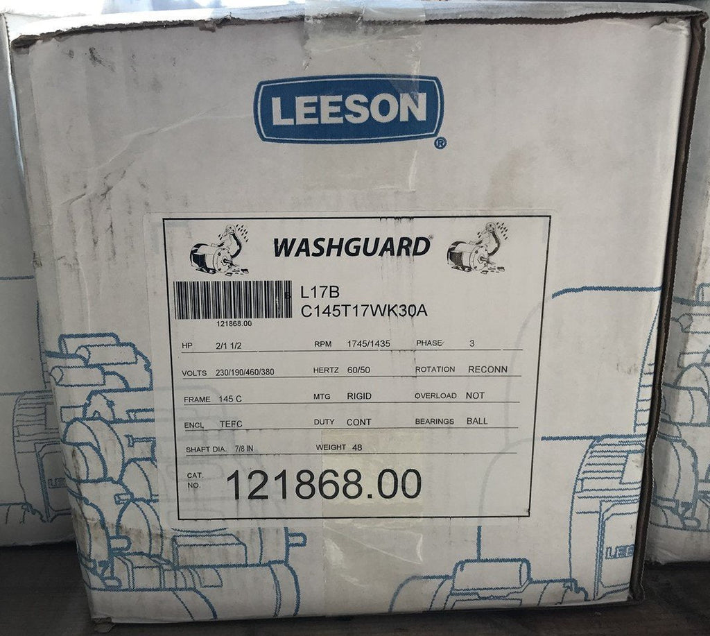 LEESON 121868.00 MOTOR 2 HP 1745 Rpm 3PH 230/460 Volt 145C Frame