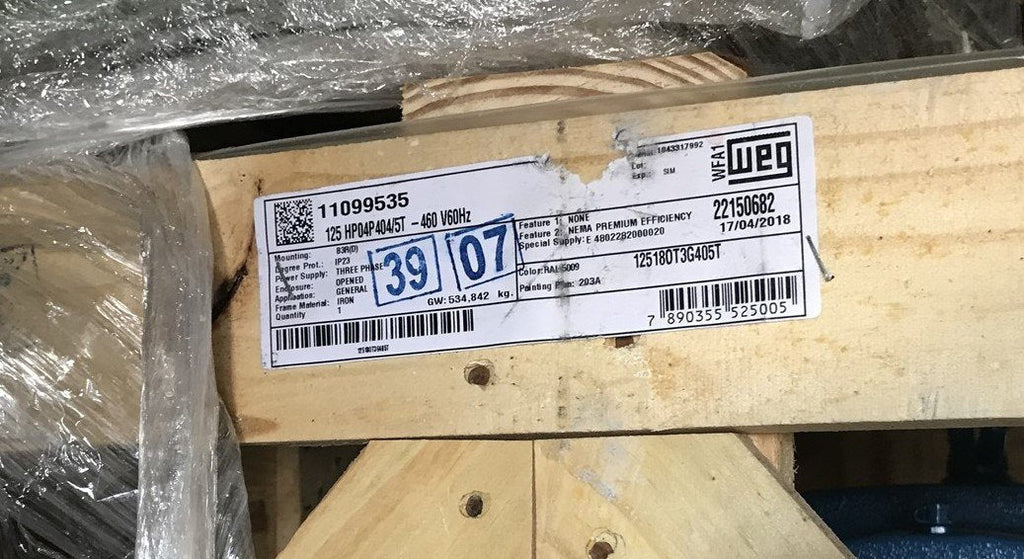 WEG 11099535 125HP 3PH 460V 1780RPM