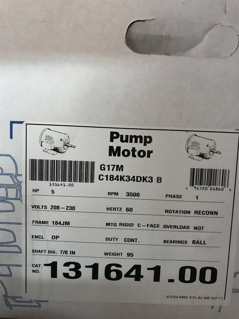 LEESON 131641.00 5HP 3500RPM 208-230V 1 PH 60HZ