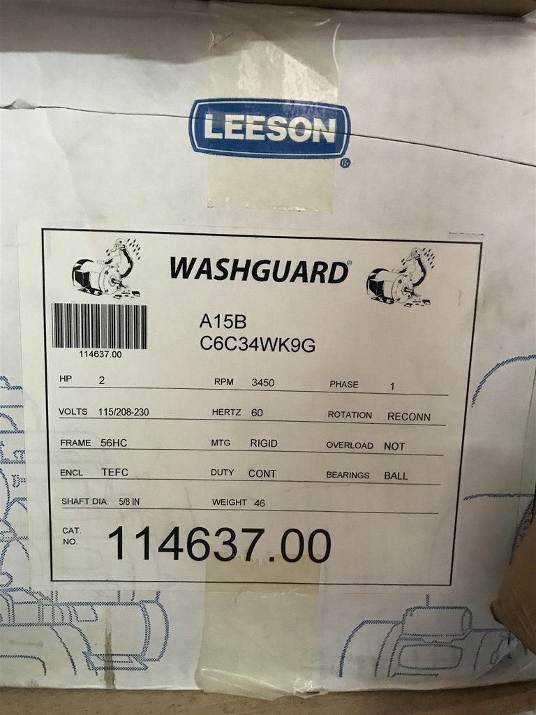 LEESON 114637.00 MOTOR 2 HP 3450RPM 115/208-230V 1PH