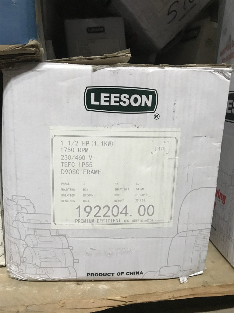 LEESON 192204.00 1 1/2HP 1.1KW 1740RPM 230/460V 3PH 60HZ