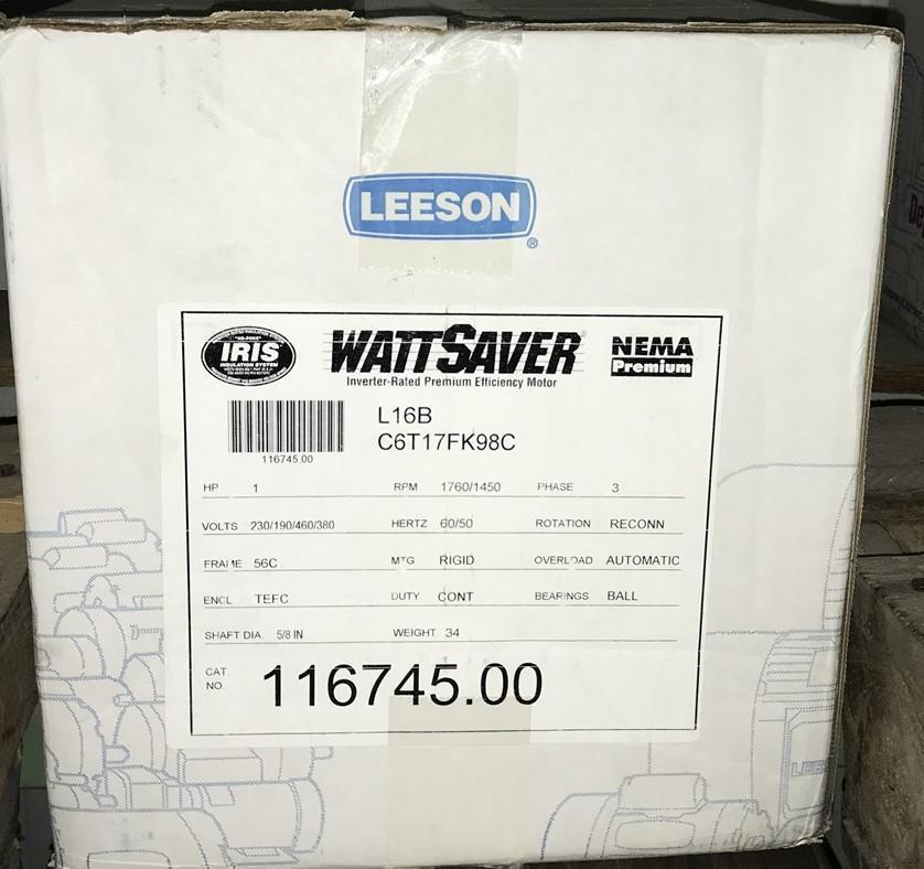 LEESON 116745.00 1 HP 1760RPM 56TEFC 230/460V 3PH 60HZ