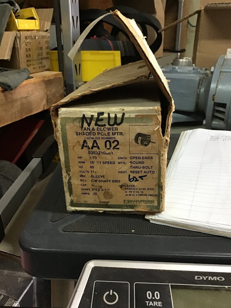 MARATHON AA 02 MOTOR 115V 1550 RPM .70 AMP 1/70 HP
