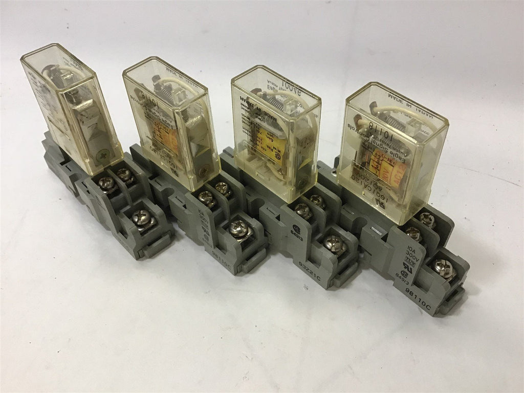 LOT OF 4-- EAGLE SIGNAL I6QICA120 RELAY WITH BASE, 120 V COIL