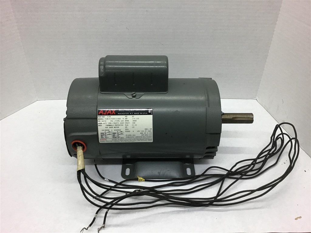 AJAX TSM145TCDR7316BB 3 HP 230 VOLTS AC MOTOR 3450 RPM 2P 145TZ FR