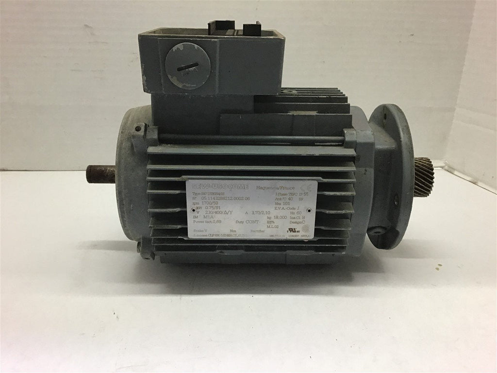 Sew-Eurodrive S47DT80N4/IS 0.75 KW 1700 Rpm 230/400 Volts 3 Phase