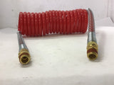 Power Products 15' Coil Air Set SAE J844 Type 3B 1/2 o.d. A Dot Red