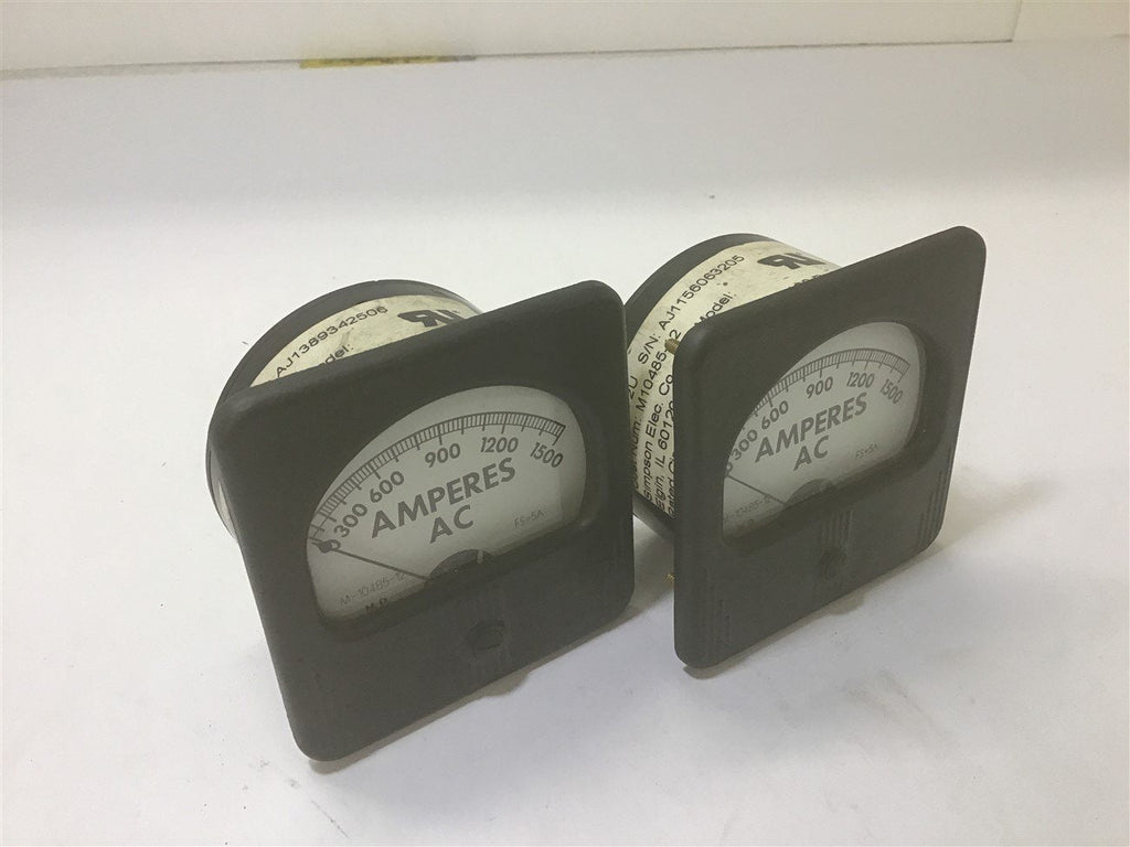 Simpson Electric Model 57 Gauges 0 - 1500 Amperes AC M-10485-12 FS-5A Qty. 2