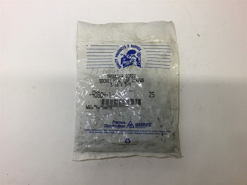 Barnes 40804-1 Shoulder Screw Socket Head Cap Screws 5/16" x 5/8" 25 Pcs