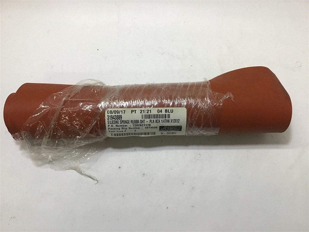 MSC 31943889 Silicone Sponge Rubber Sheet - PLN BCK 1/4THK x12x12
